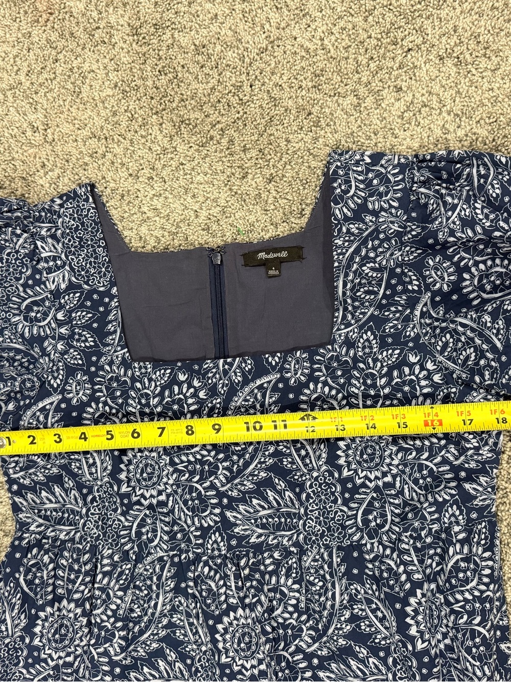 Madewell Blue Poplin Cotton Puff Sleeve Tiered Mini Babydoll Dress Women’s US 4 - Picture 9 of 14